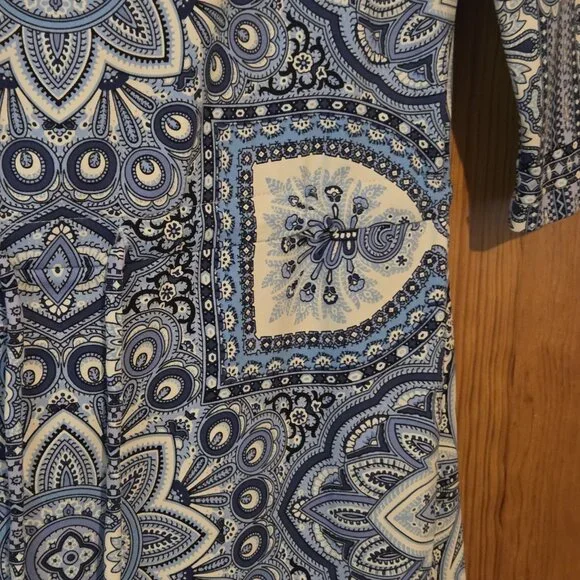 J. McLAUGHLIN Dress XS Marianne‎ Blue Paisley Catalina Cloth Wrinkle Resistant - Picture 8 of 16